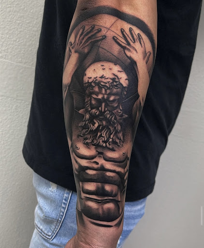 Explore halloween sleeve tattoo ideas, creative tattoo ideas in Hesperia, available at Inceptive Art Studio