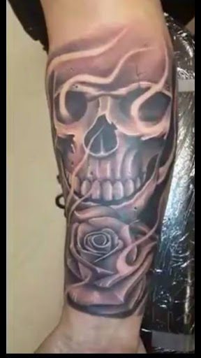 Explore purple flower tattoo ideas, creative tattoo ideas in Fargo, available at Golden Dragon Tattoo