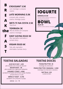Menu du Ginger Café à Vila Nova De Santo André