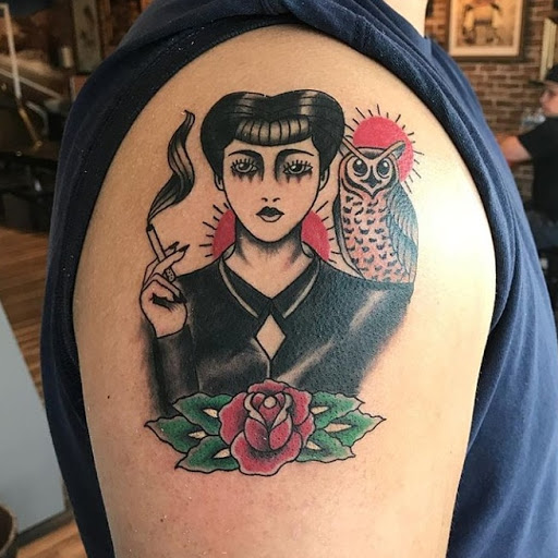 Explore american traditional chest tattoo ideas, creative tattoo ideas in Hesperia, available at Logic Ink Tattoo & Piercing