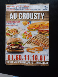 Au Crousty à Palaiseau menu