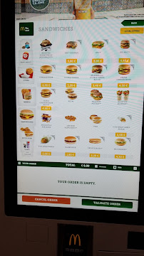 Menu / carte de McDonald's à Lyon