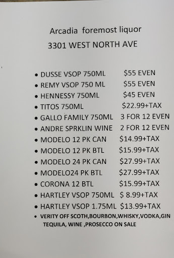 Liquor Store «Arcadia Foremost Liquors», reviews and photos, 3301 W North Ave, Chicago, IL 60647, USA