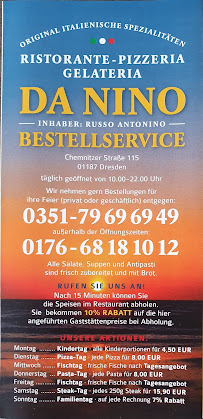 Da Nino Ristorante à Dresden menu