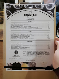 Restaurant Le Tonneau à Troyes (le menu)