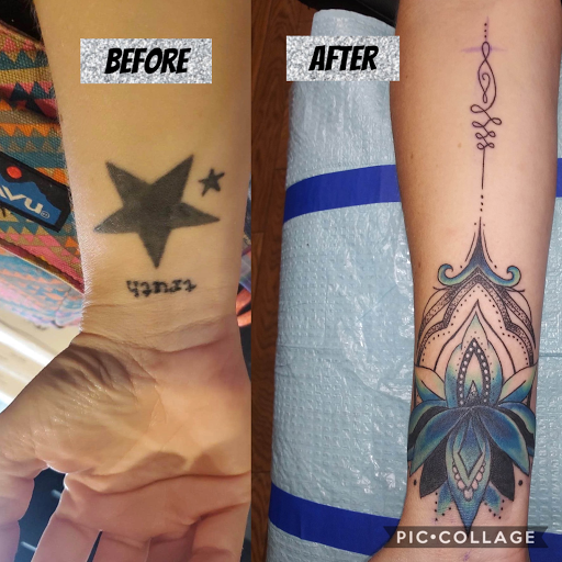 Explore tattoo sleeve skull ideas, creative tattoo ideas in Shelbyville, available at Stage Left Tattoo and Piercing