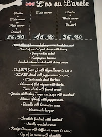 Restaurant L'Os ou L'Arête à Rennes (le menu)