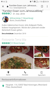Carte du Ristorante Terra Mia à Bad Hönningen