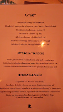 Menu du Locanda del Menarost à Milan