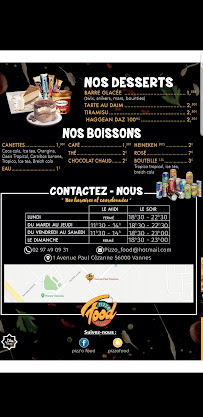 Carte du Restaurant Pizz'o food à Vannes