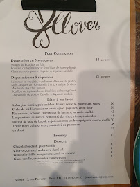 Menu du Restaurant Clover Saint-Germain à Paris