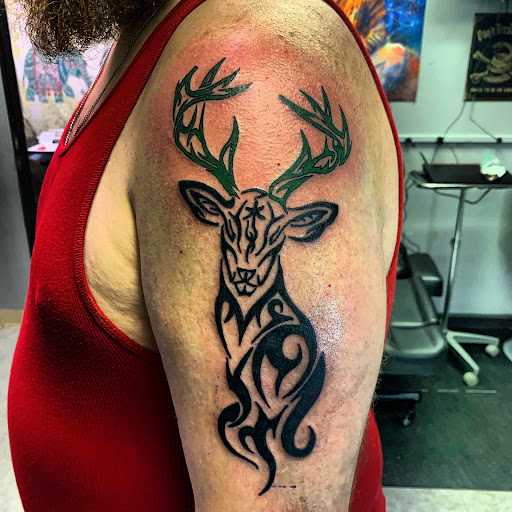 Explore shoulder tattoo ideas male, creative tattoo ideas in Hudson Falls, available at ALTERED ADDICTION TATTOOS