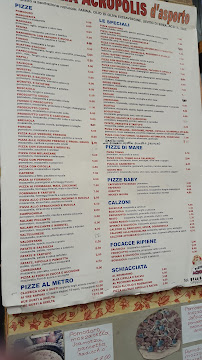 Menu / carte de Pizzeria ACROPOLIS à Terni