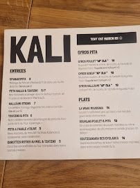 Carte du KALI | Restaurant grec à Paris