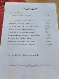 Menu du Gastwirtschaft & Metzgerei Tanja Tauer à Wonsees