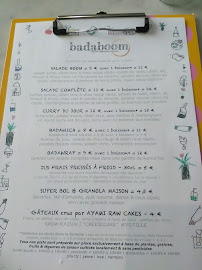 Badaboom à Nice menu