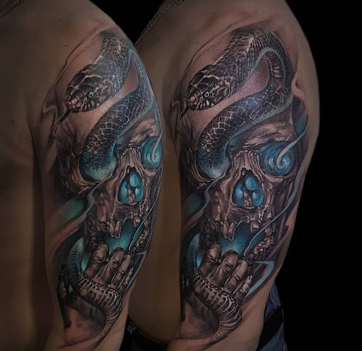Explore family sleeve tattoo ideas for males, creative tattoo ideas in Ambler, available at Tattoo GalaxyAmbler Piercing & Custom Tattoos