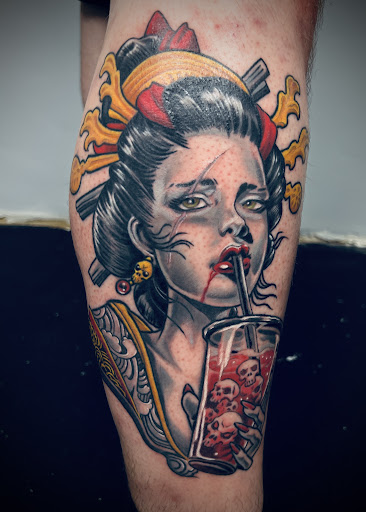 Explore bull riding tattoo ideas, creative tattoo ideas in East Peoria, available at Hybrid Art Studios-Tattoos