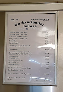 Menu / carte de De Saarländer Imbiss à Hermeskeil