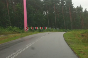 Różowe słupy wzdłuż drogi rowerowej Przasnysz- Chorzele image