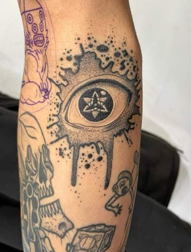 Explore oni mask tattoo ideas, creative tattoo ideas in Spokane, available at Feel Good Ink