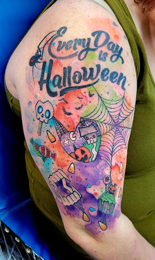 Explore care bear tattoo ideas, creative tattoo ideas in Benton, available at Spectrum Tattoo