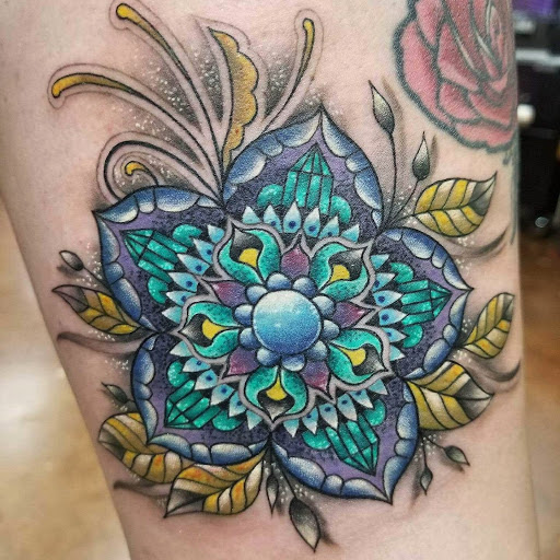 Explore rising sun tattoo ideas, creative tattoo ideas in Arlington, available at Urbans Tattoo & Piercing Studio