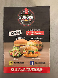 Restaurant Au 44 burger à Avion (le menu)
