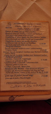 Restaurant de fruits de mer Ristorante Trattoria La Marina à Muggia (la carte)