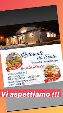 Restaurant italien Ristorante Pizzeria Trattoria Tana del Lupo à Acqualagna (le menu)
