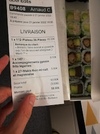 Menu du SuAndShi Bordeaux à Bordeaux