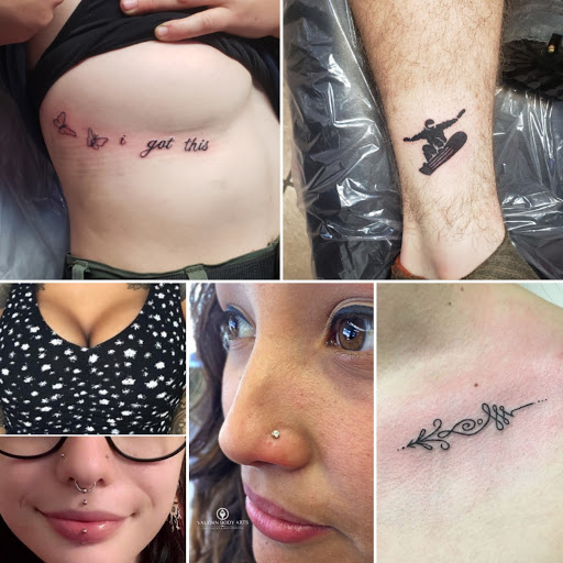 Explore patch sleeve tattoo ideas, creative tattoo ideas in Elko, available at Custom Tattoos and Body Piercing Studio