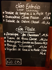 Restaurant des Chasseurs à Porto-Vecchio carte
