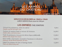 Menu du Les Armes Du Château à Chambord