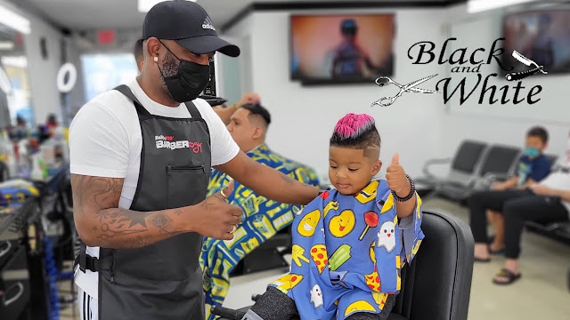 Black and white barber shop