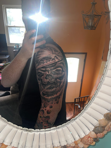 Explore leg tattoos ideas, creative tattoo ideas in Seymour, available at 3 Sevens Tattoo