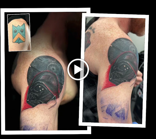 Explore tattoo ideas cover up names, creative tattoo ideas in New Carlisle, available at Reckless Temptations