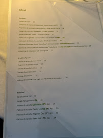 Menu / carte de Gli Archi à Sperlonga