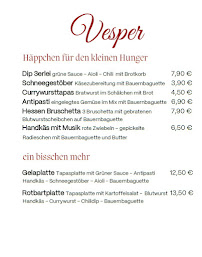 Menu / carte de Rotbart à Gelnhausen