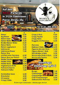 Menu du Momo's Kitchen Edemissen à Edemissen