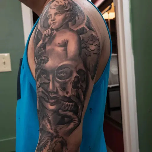 Explore cat and dog tattoo ideas, creative tattoo ideas in Worcester, available at The Hidden Gem Private Tattoo Studio