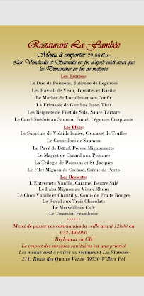 Menu du La Flambée à Villers-Pol