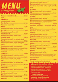Menu du Pizzeria Monterosa à Gressoney-La-Trinité