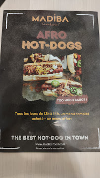 Carte du Madiba - Afro Hot Dog à Paris