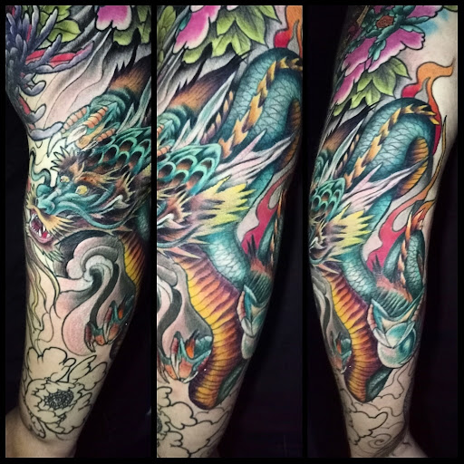 Explore firefighter sleeve tattoo ideas, creative tattoo ideas in Buford, available at Inked Arts Tattoo Studio