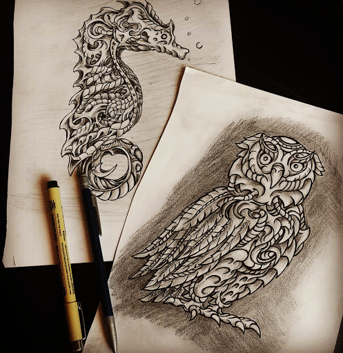 Explore small alice in wonderland tattoo ideas, creative tattoo ideas in Harrisburg, available at Rayzor Tattoos