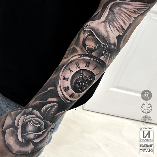Explore hot rod tattoo ideas, creative tattoo ideas in Galveston, available at Von Striga Art Parlor