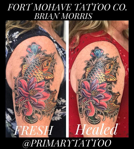 Explore fishnet tattoo ideas, creative tattoo ideas in Fort Mohave, available at Fort Mohave Tattoo Company