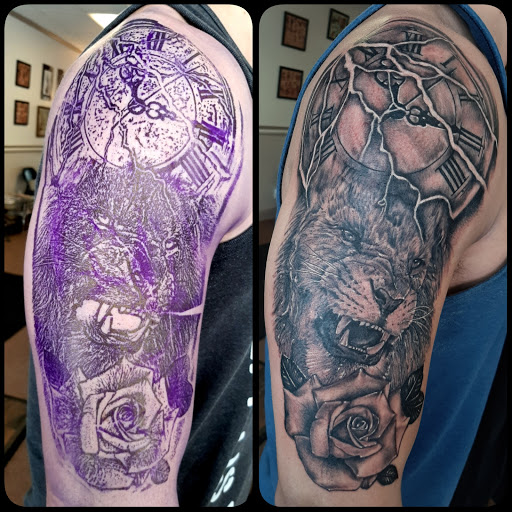 Explore unique breast cancer tattoo ideas, creative tattoo ideas in Lakeview, available at Backwoods Tattoo Studio