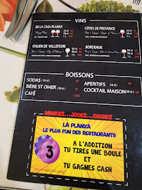 Menu / carte de La Planxa à Nice